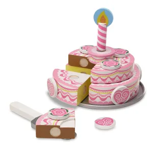 Melissa & Doug 14069 Triple-Layer Party Cake - Wooden Play Food Antique Reproduction Coastal Decor