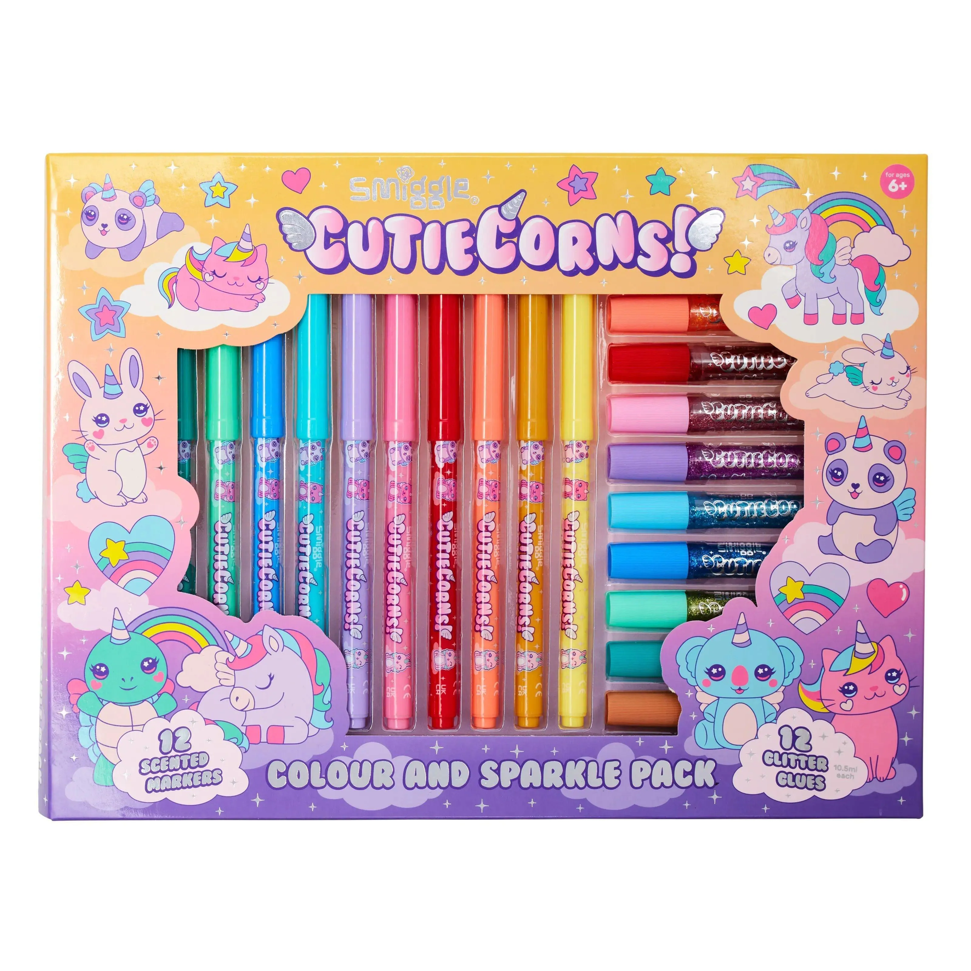 Monster Figure SMIGGLE Cutiecorns Scented Marker And Glitter Glue Pack - Colour Mix
