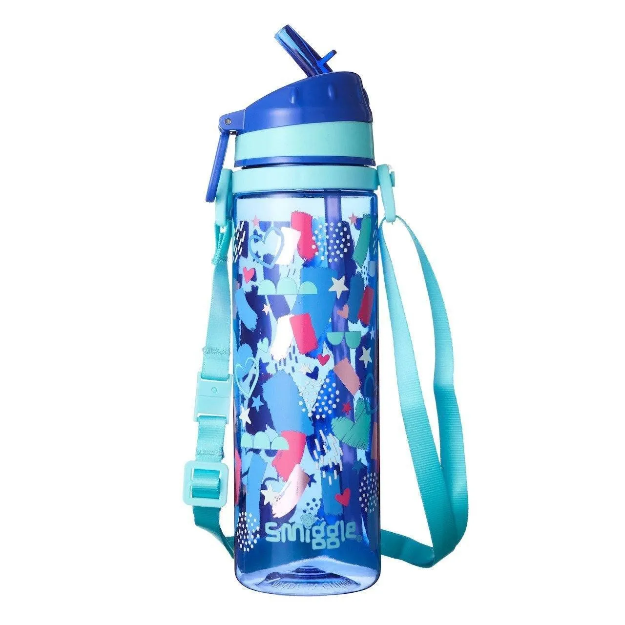 Cyborg Design SMIGGLE Dizzy Strap Drinking Bottle, Blue/Aqua