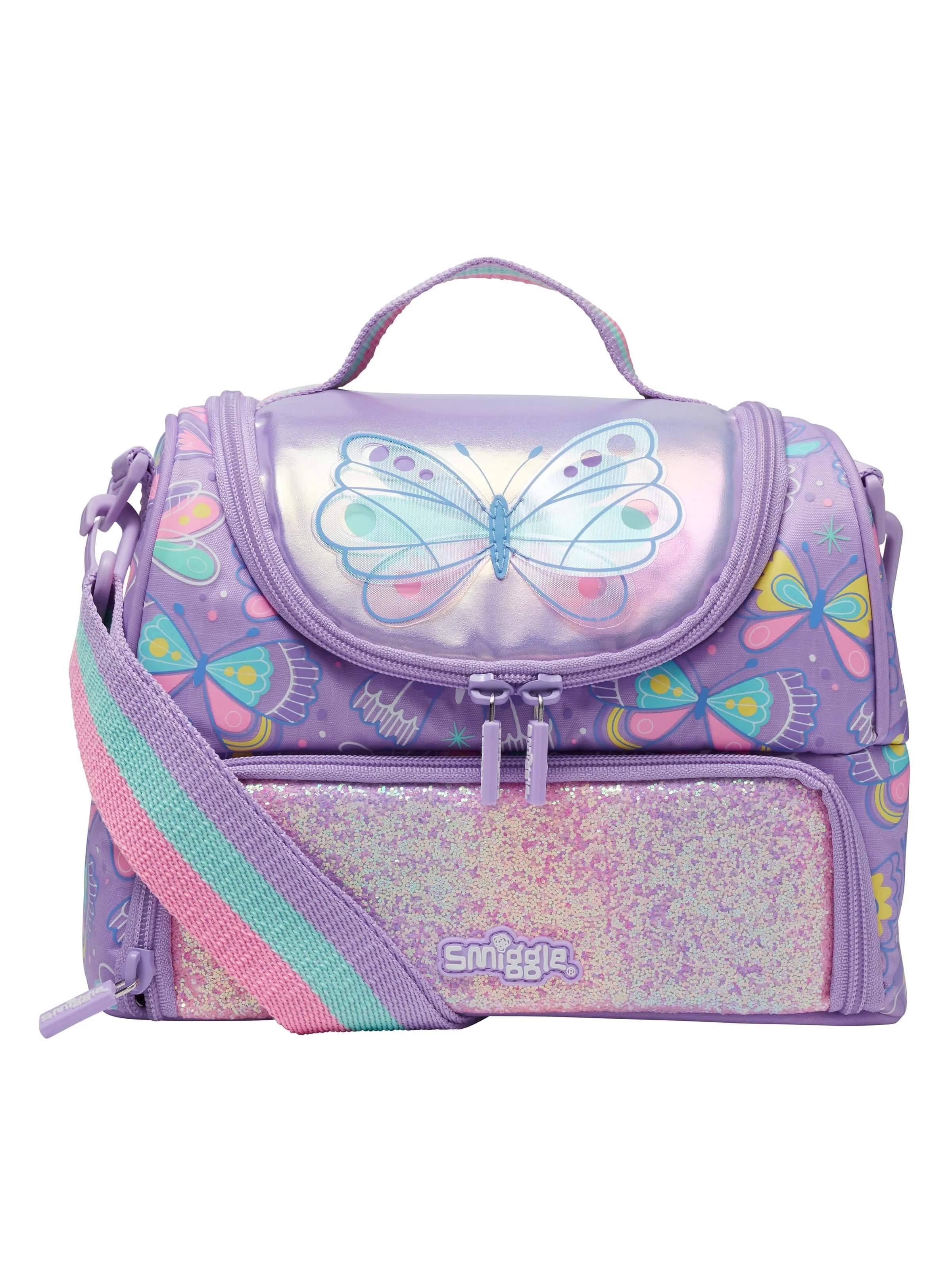 SMIGGLE Flutter Double Decker Lunch Box With Strap - Lilac Manga Character Exhibition Ready