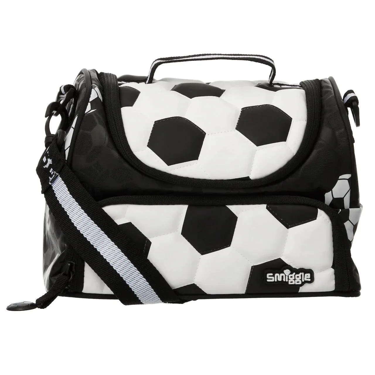 SMIGGLE Goal Double Tier Lunch Box With Strap - Black Premium Toy Virtual Collectible