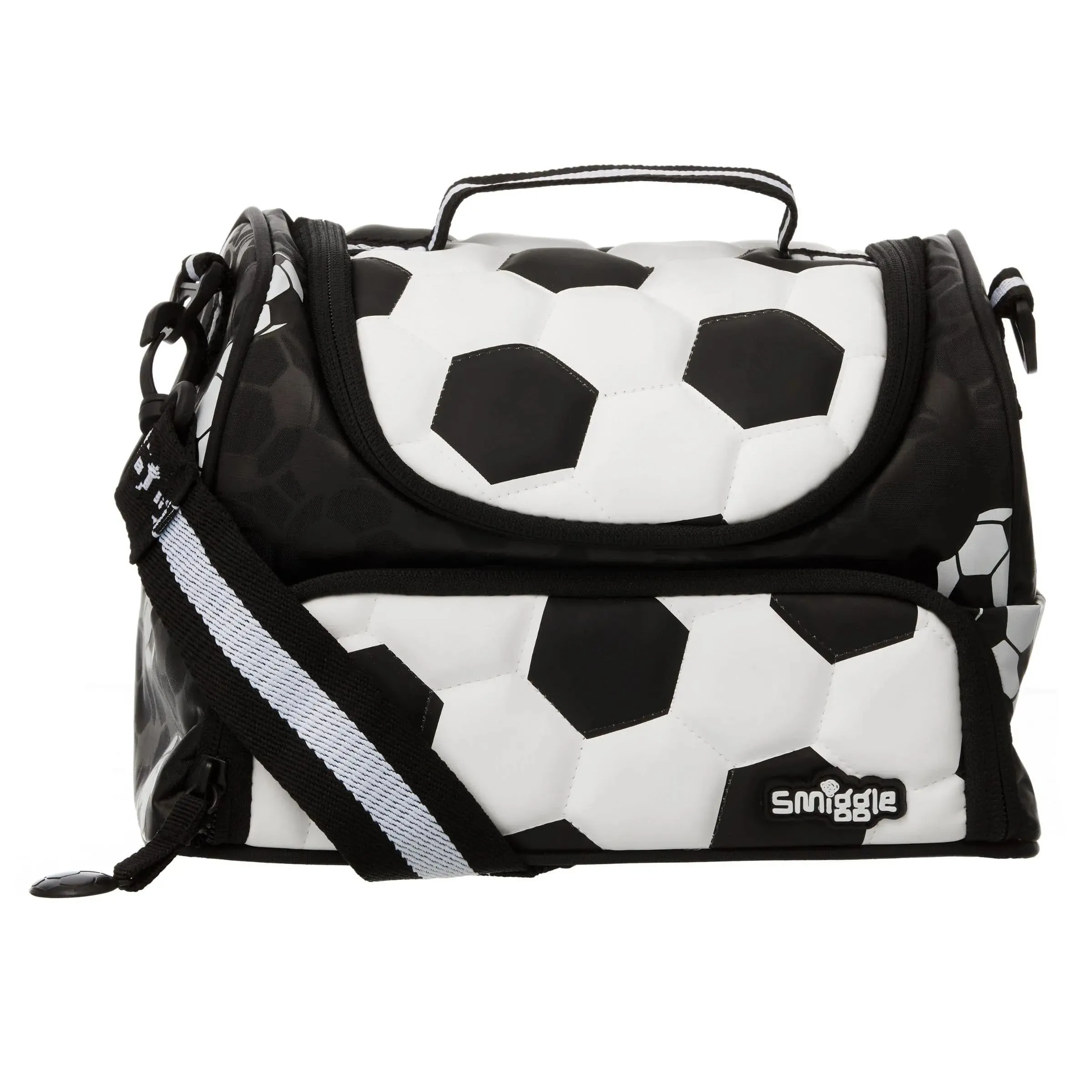 Smiggle Goal Double Tier Lunchbox With Strap - Black Modern Icon