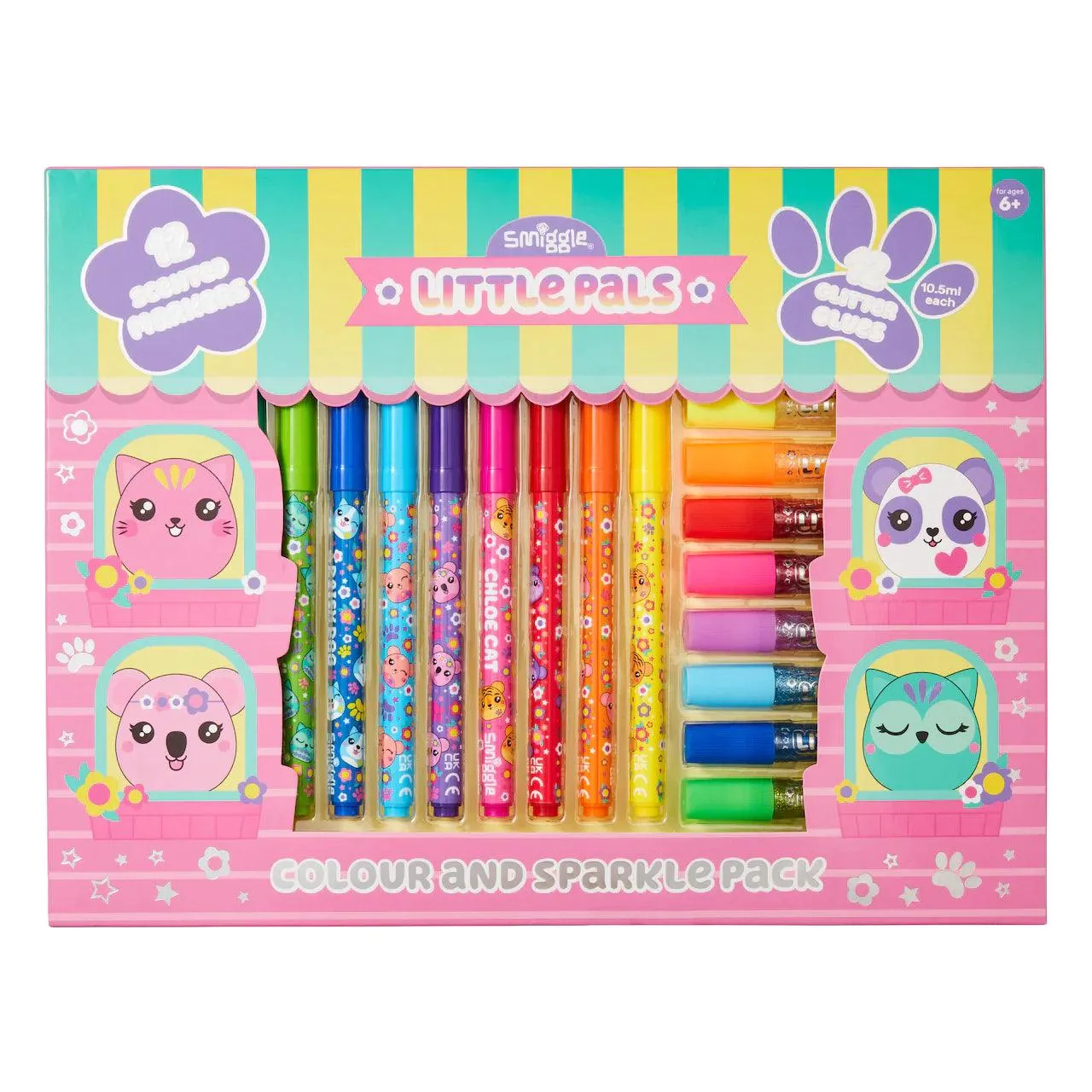 SMIGGLE Little Pals Marker And Glitter Glue Pack Spirit Animal Seasonal Rotation
