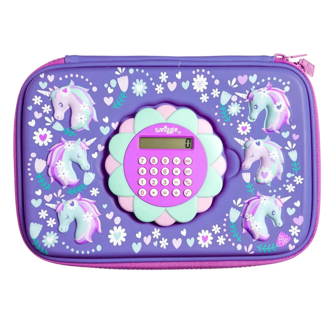 SMIGGLE Unicorn Calculator Play Hardtop Pencil Case - Lilac Anime Figure Art Masterpiece