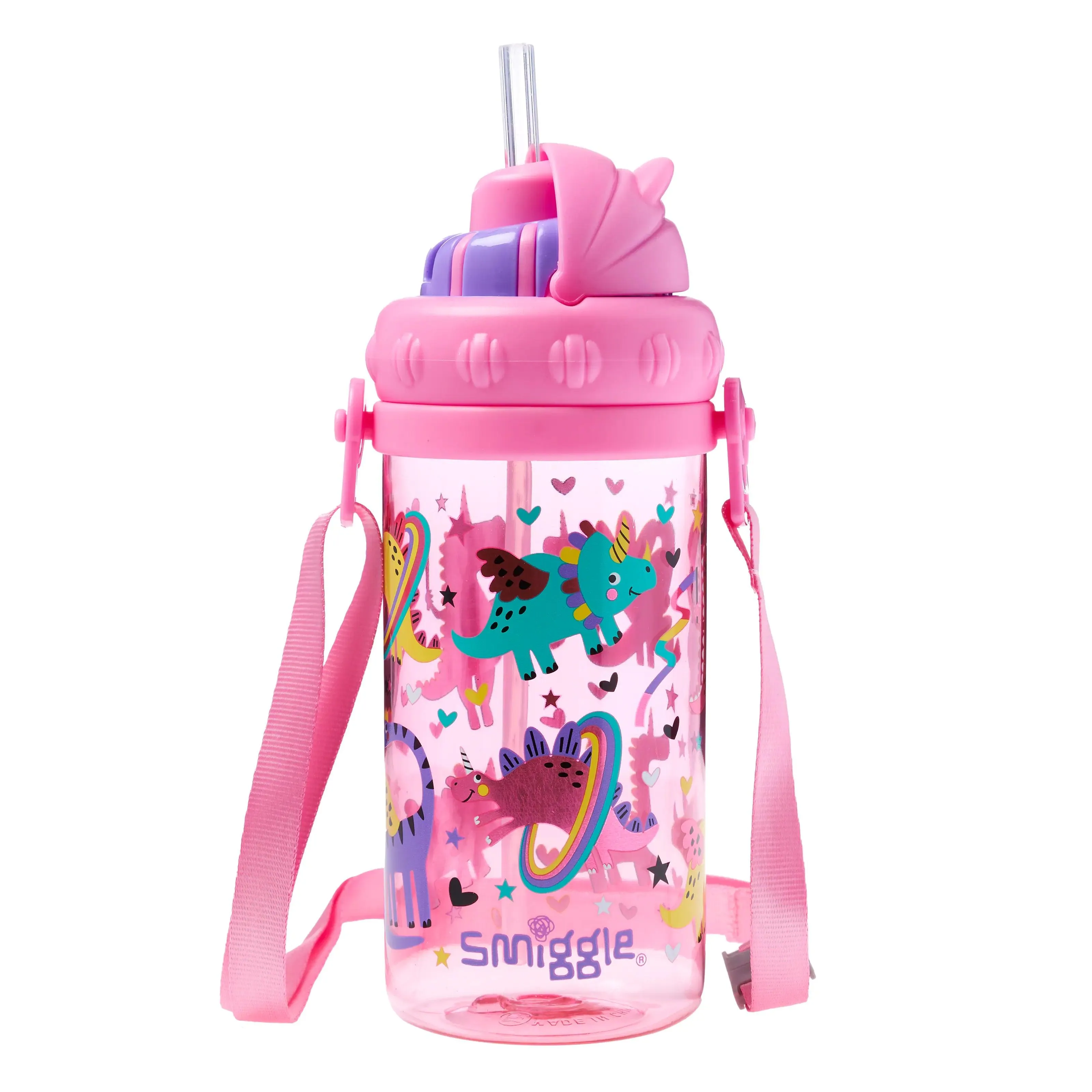 Gaming Model SMIGGLE Up & Down Teeny Tiny Plastic Drink Bottle With Strap 400Ml - Pink