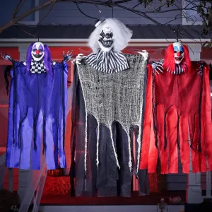 Creepy Decorations 3 Pcs Halloween Hanging Clowns Decorations, one 47in, Two 35.4in Scary Hanging Clowns in Varies Colors