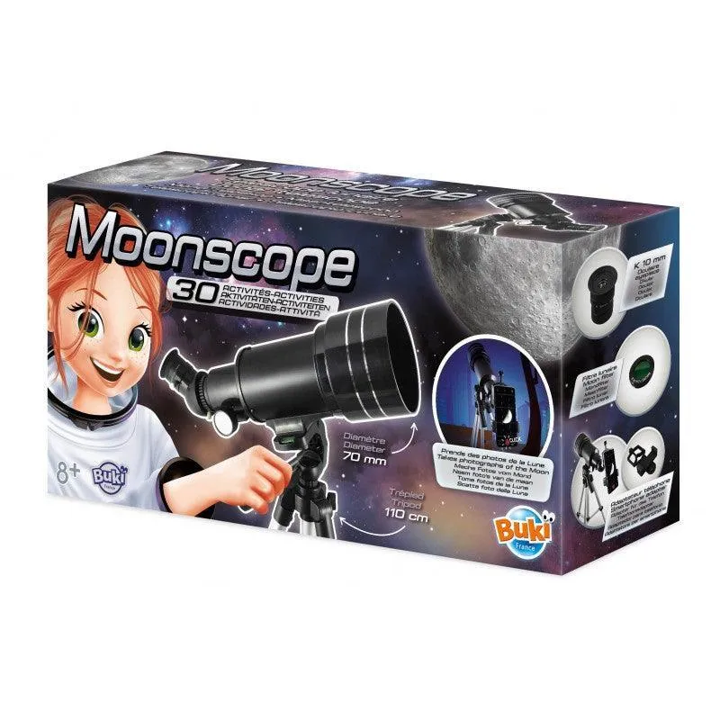 BUKI France Moonscope Telescope with 30 Activities Vinyl Replica