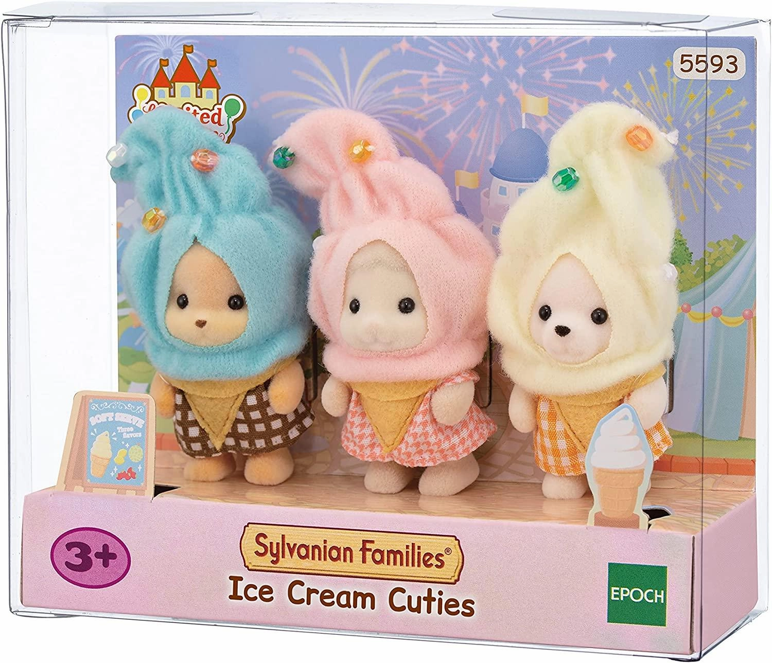Gender Neutral Sylvanian Families Baby Trio in Ice Cream Costumes