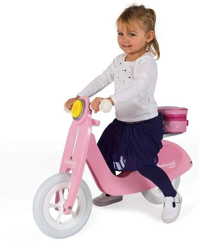 Mythical Animal Janod - Mademoiselle Pink Wooden Retro Scooter Balance Bike