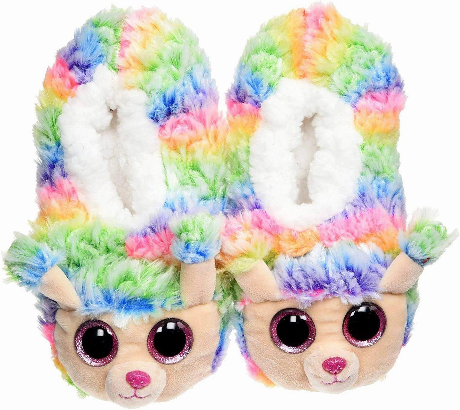 Office Accent Hand Sculpted Ty Beanie Boos Slipper Socks - Rainbow Poodle