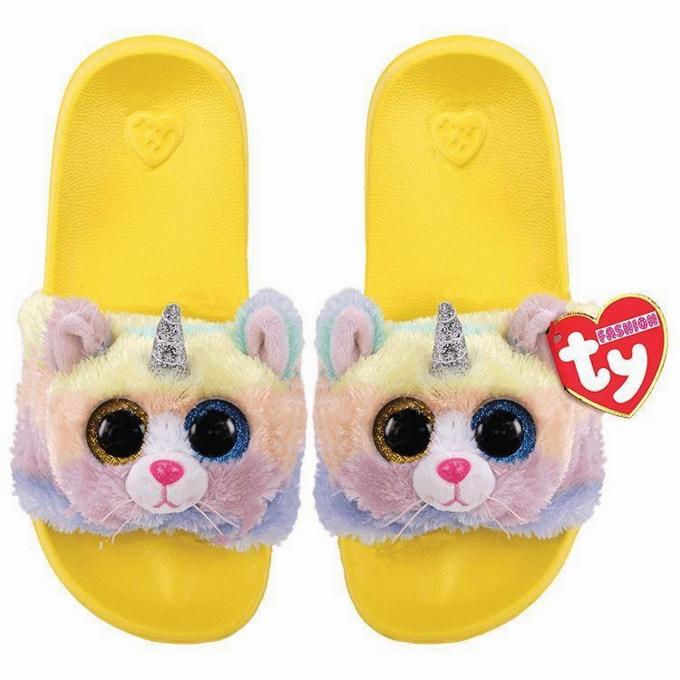 Designer Art Robot Hero Ty Fashion Slide Slippers Heather Cat - Size 32-34
