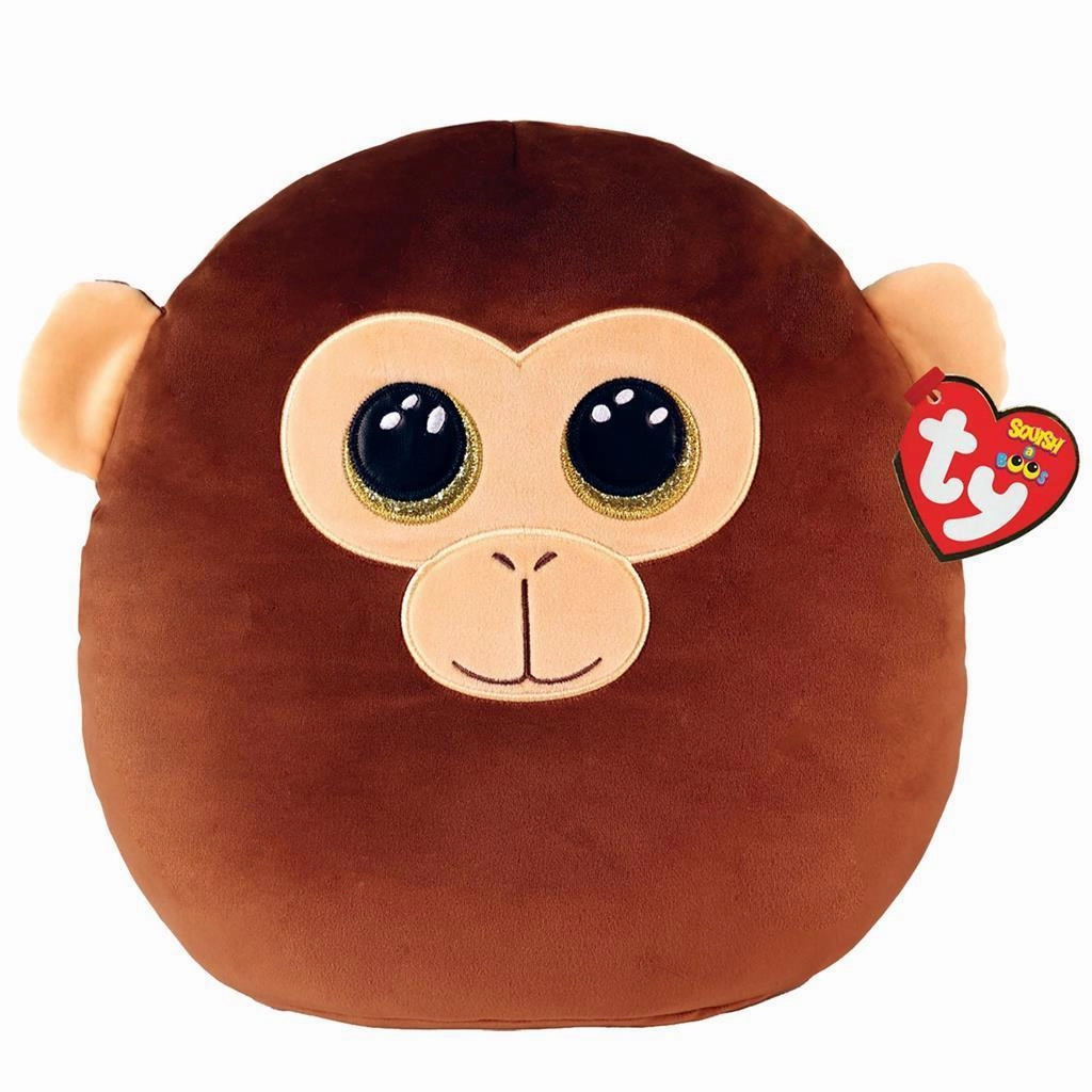 Collectors Item Christmas Decoration Ty Squish a Boo Dunston Brown Monkey 31cm Cushion