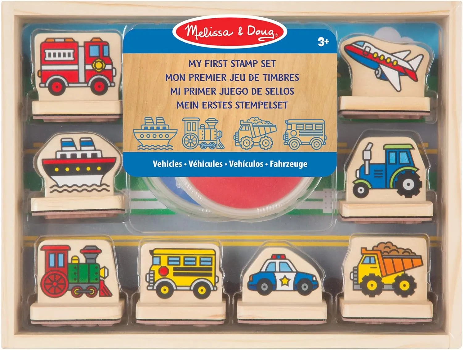 Melissa & Doug My First Wooden Stamp Set - Vehicles Vinyl Toy