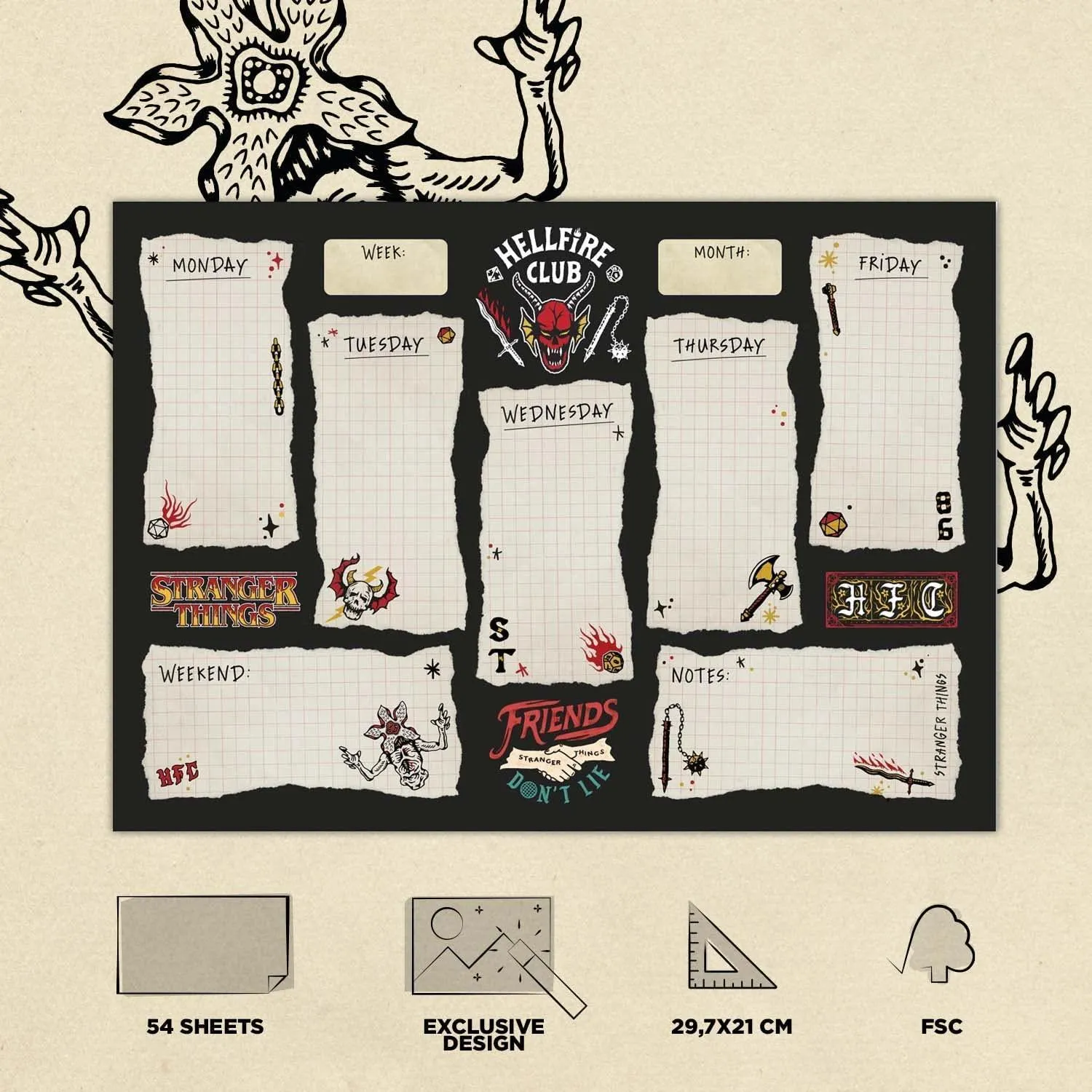 Movie Model Stranger Things A4 Weekly Planner