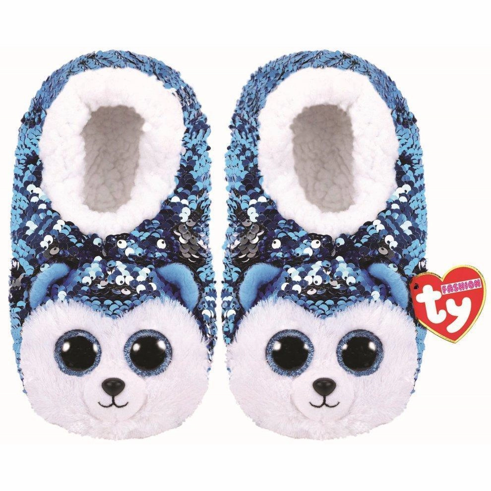 Ty Beanie Boos Slipper Socks - Slush The Husky Gold Leaf Message Option