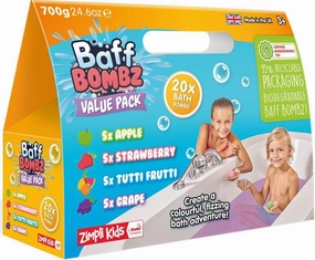 Superhero Hero Zimpli Kids Baff Bath Bombz Round Mega Value Pack - 20 Pack 700g