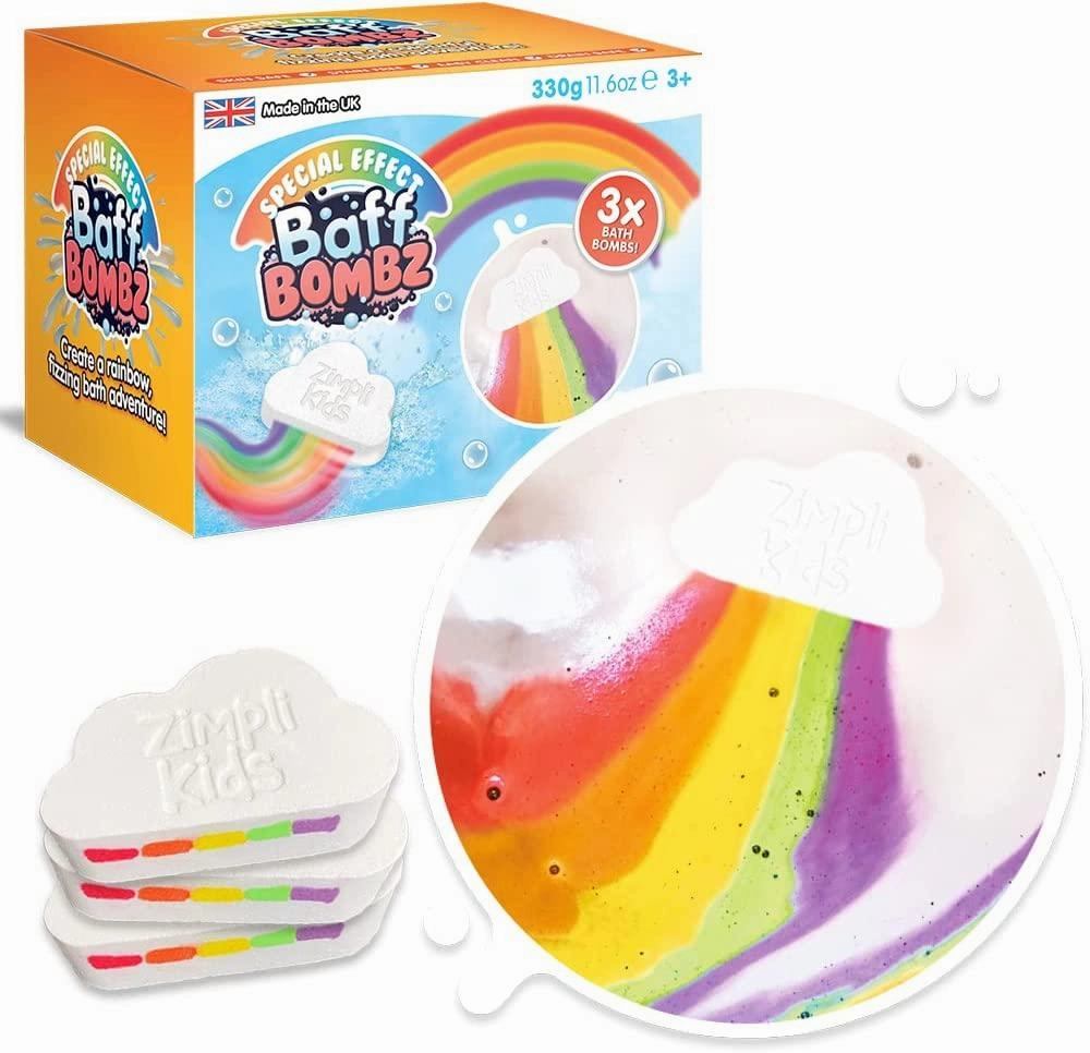 Rubber Toy Zimpli Kids Fizzing Rainbow Baff Bath Bombz - 3 Pack 330g